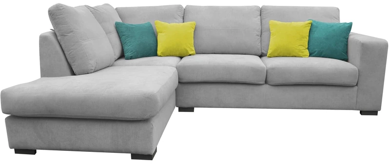 Dakota Fabric Corner Sofa Living Room Suite CREAM- BROWN- GREY LEFT RIGHT (Left, Light Grey)