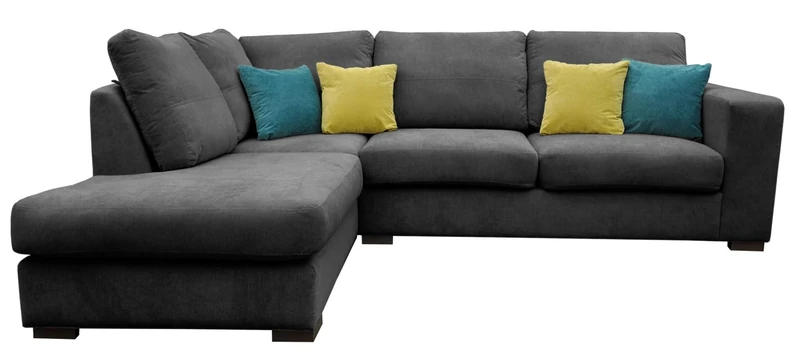 Sofas and More Dakota Fabric Corner Sofa Living Room Suite CREAM- BROWN- GREY LEFT RIGHT (Left, Grey)