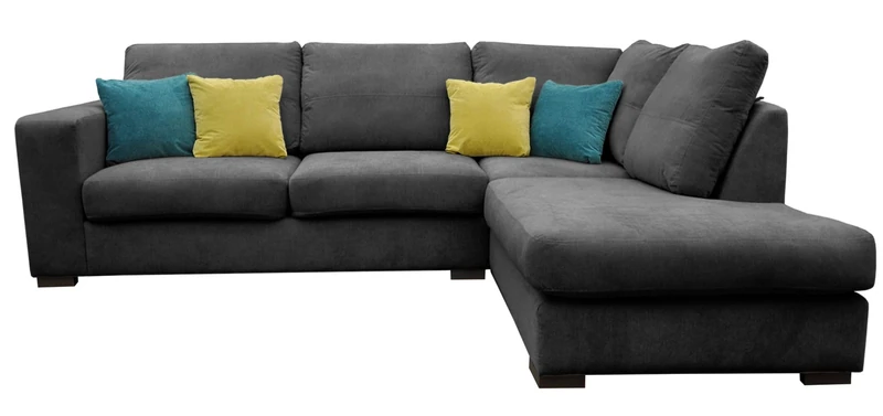 Dakota Fabric Corner Sofa Living Room Suite CREAM- BROWN- GREY LEFT RIGHT (Right, Grey)