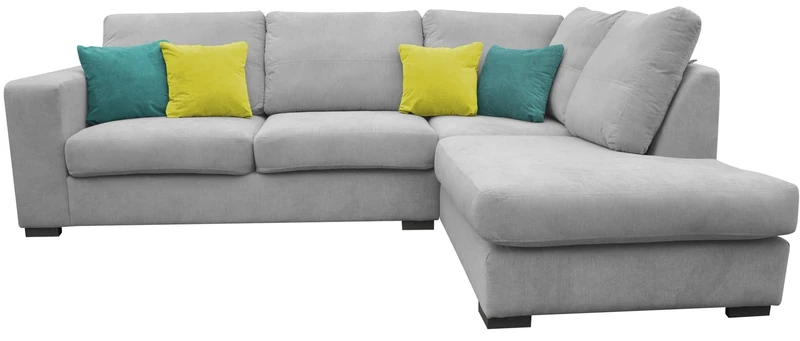 Dakota Fabric Corner Sofa Living Room Suite CREAM- BROWN- GREY LEFT RIGHT (Right, Light Grey)