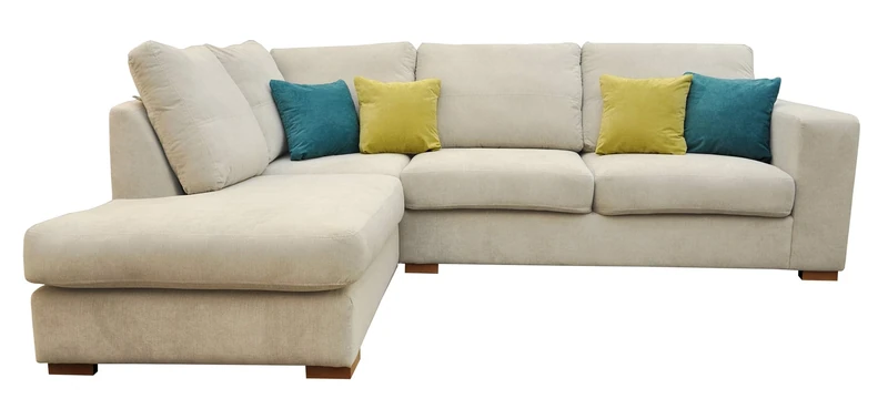 Sofas and More Dakota Fabric Corner Sofa Living Room Suite CREAM- BROWN- GREY LEFT RIGHT (Left, Cream)