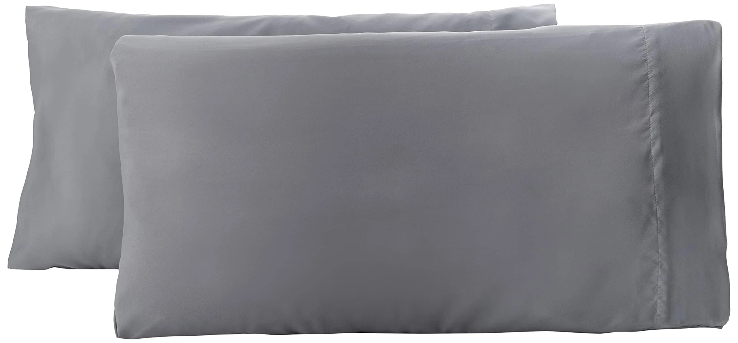 Amazon Basics Microfiber Pillowcases, Standard Size 50 x 80 cm (Pack of 2), Dark Grey