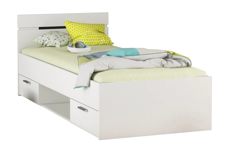 Demeyere Smeraldo C6 Struttura Letto Singolo, 94,5x204,3x74,2 H cm, Bianco, Nobilitato