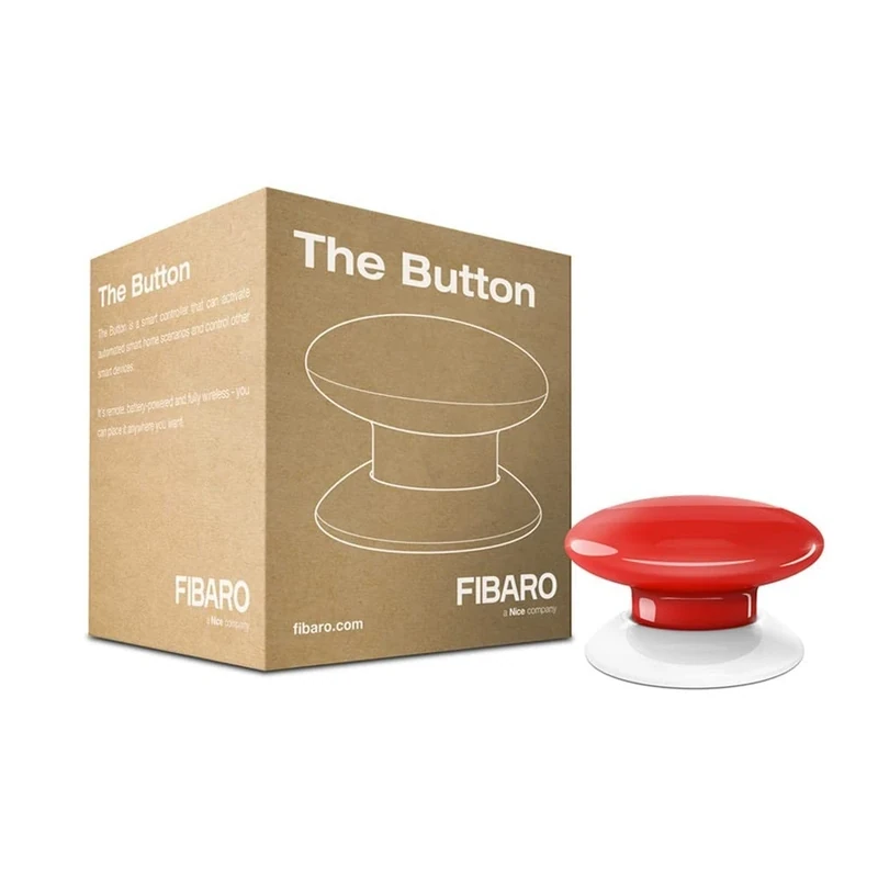 Fibaro The Button Red Z-Wave Plus Scene Controller, On-Off Trigger, 3.6 V