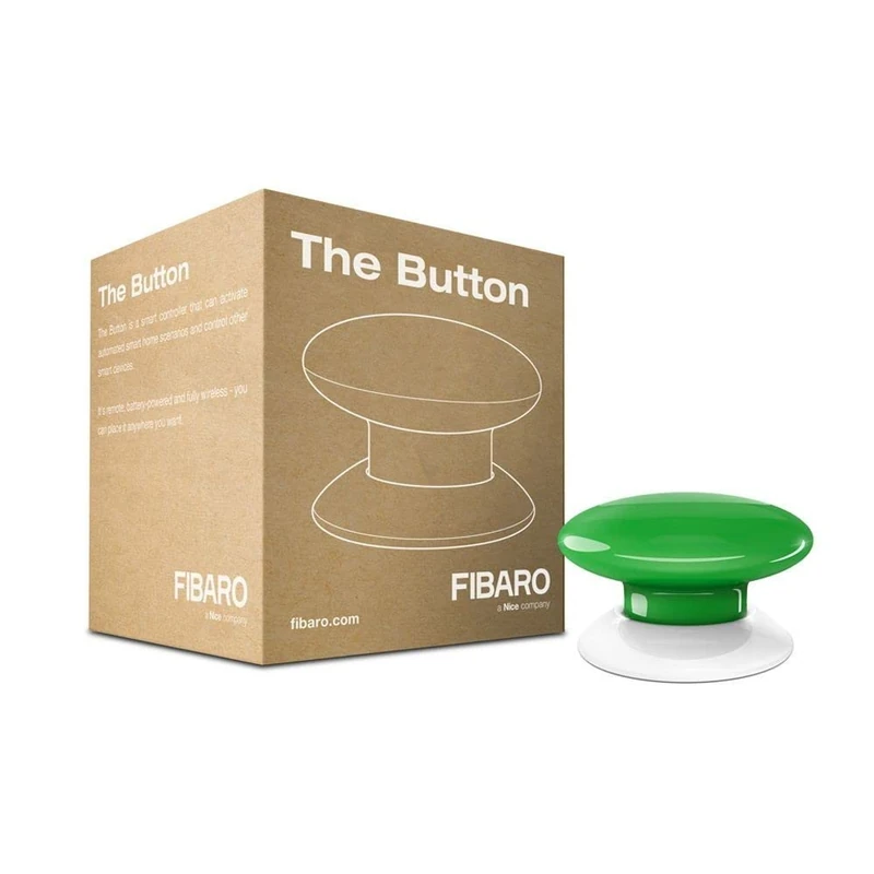 Fibaro The Button Green Z-Wave Plus Scene Controller, On-Off Trigger, 3.6 V