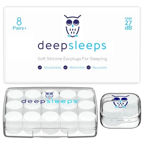 Silicone Ear Plugs for Sleeping 8 Pairs Reusable Soft Waterproof Noise Cancelling Premium Moldable Earplugs for Sleep Snoring Travelling Studying Noise Reduction Deep Sleeps