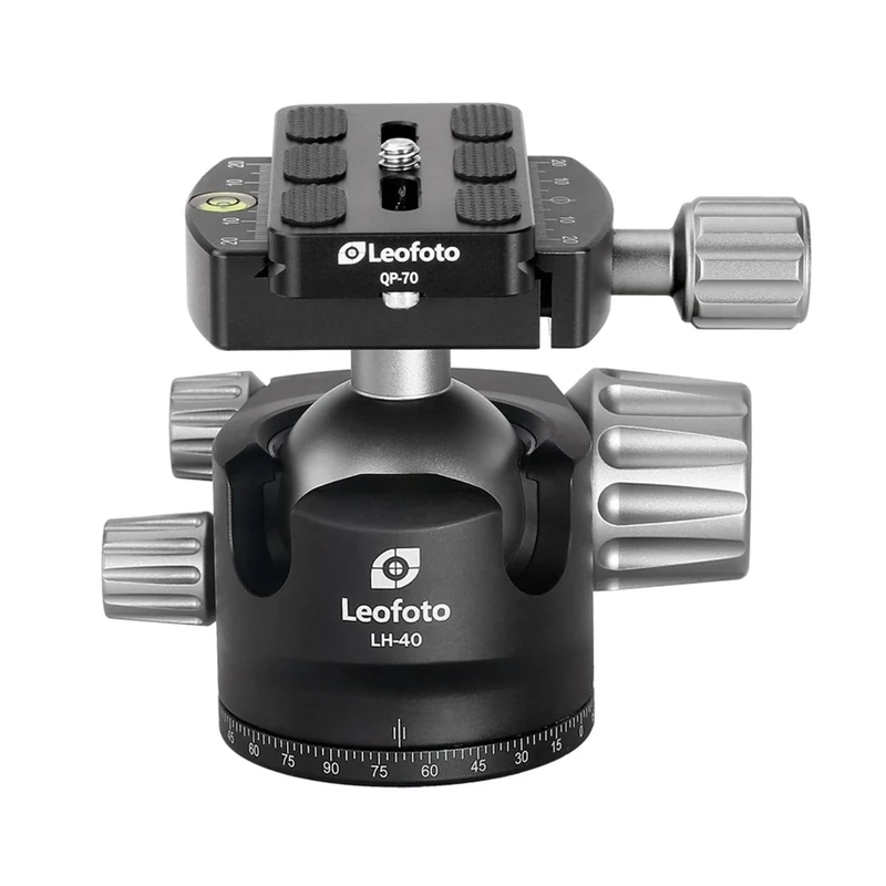 Leofoto - LH-40 Ball Head with QP-70 Quick Release Plate - Large Load-Bearing Capacity - Lightweight - Solid and User Friendly - LH-40+QP-70
