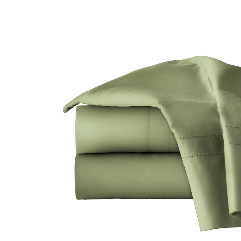 pointehaven 620 Thread Count Long Staple Cotton Deep Pocket Oversized Sheet Set, Queen, Moss