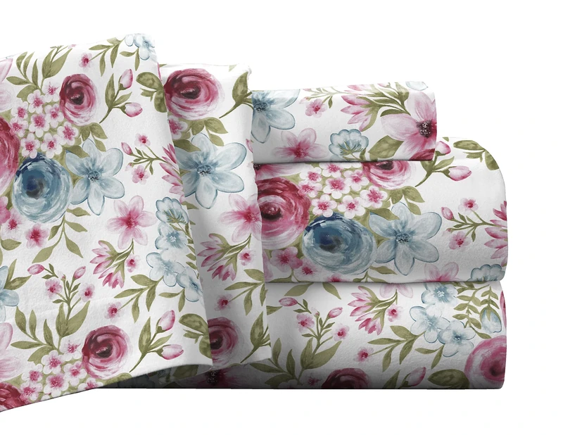 pointehaven Flannel Deep Pocket Set with Oversized Flat Sheet, California King, Sylvan