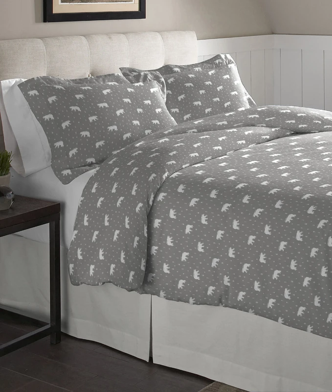 pointehaven Flannel Oversized Duvet Set, King, Polar Bear