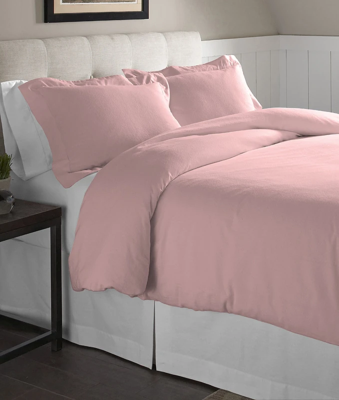 pointehaven Flannel Oversized Duvet Set, Full/Queen, Rose Quartz