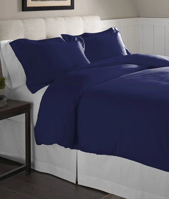 pointehaven Flannel Oversized Duvet Set, Full/Queen, Navy, Cotton