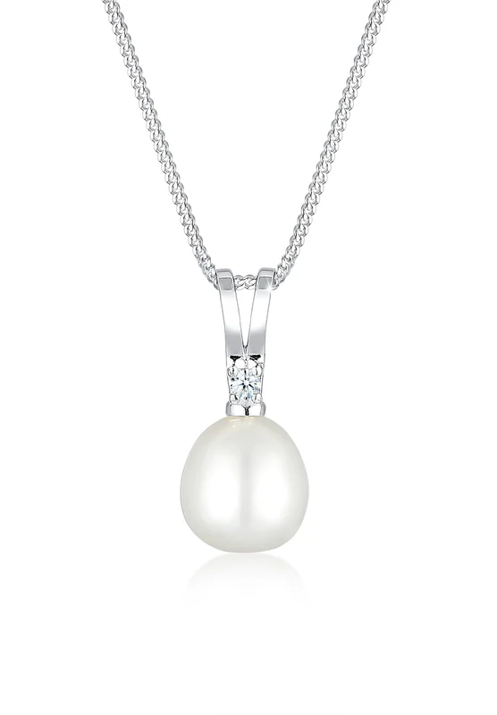 Elli DIAMONDS Necklace Women Freshwater Cultured Pearl Pendant Diamonds (0.03ct) in 925 Sterling Silver - Image 1