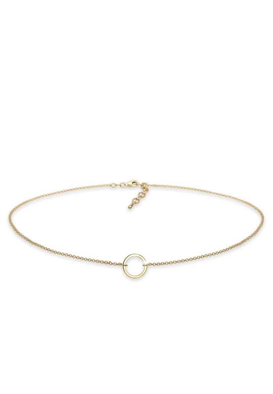 Elli Women'S Choker Circle 925 Sterling Silver Gose Gold Plated