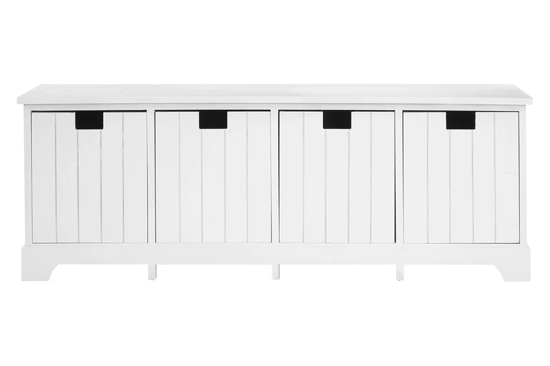 Premier Housewares New England 4-Drawer Bench, Wood, White