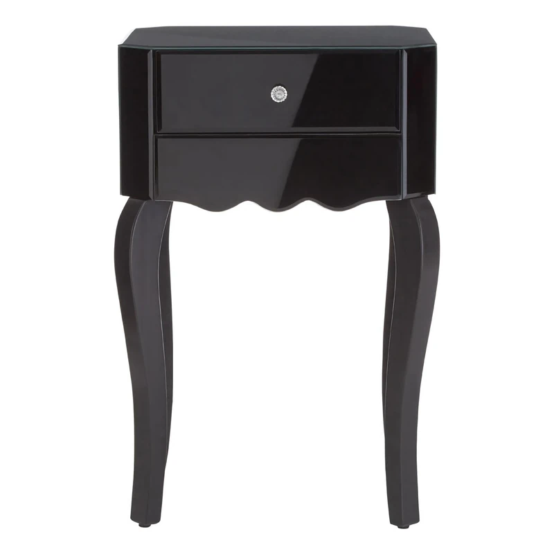 Premier Housewares Orchid Side Table, Wood, Black Glass