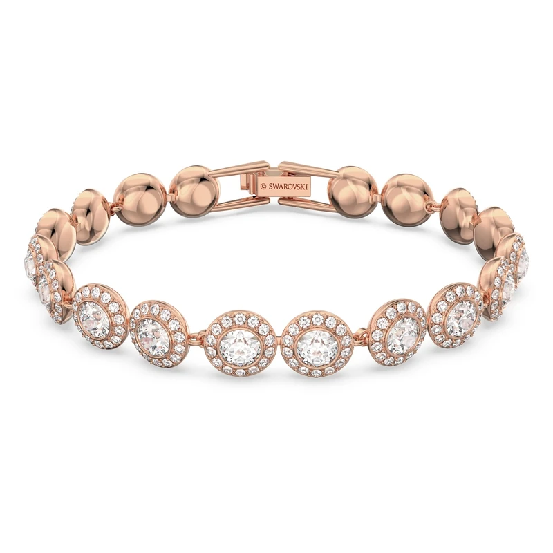 Swarovski Angelic bracelet, Round cut, White, Rose gold-tone plated