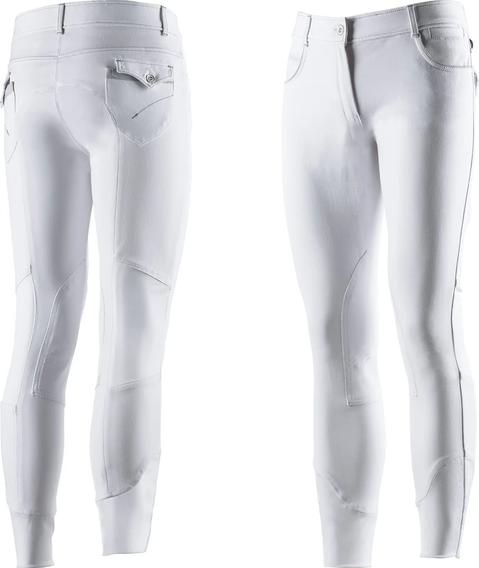 Equi-Theme/Equit'M Unisex Adult 979437144 Leo Breeches - White/White/Grey Striped Contrasts, One Size - Image 1