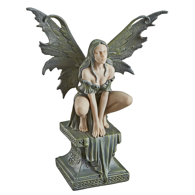 Design Toscano Celtic Fairy's Perilous Perch Statue, Polyresin, Two Tone Stone, Small, 24 cm
