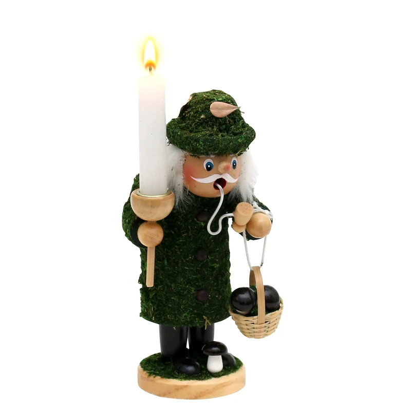 Dekohelden24 Beautiful Smoker Moss Man with Mushroom Basket and Candle Holder Approx. 18 cm 521228 Moss Man with Candle Holder