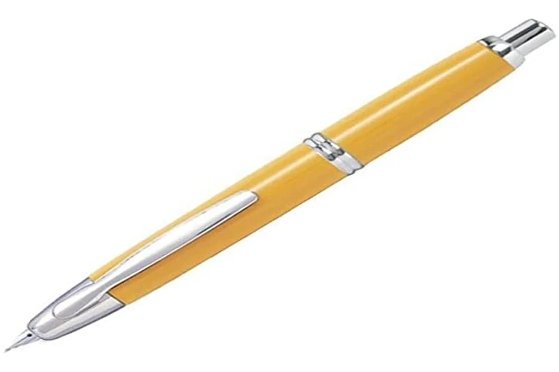Pilot Capless Medium Retractable Fountain Pen with Rhodium Trim - Yellow