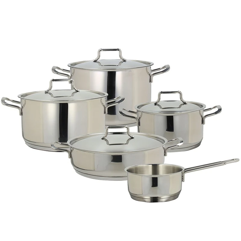 Tognana Vanitosa Set of 3 Saucepans, 1 Pot, 1 Saucepan, 4 Lids, 9 Pieces, Stainless Steel