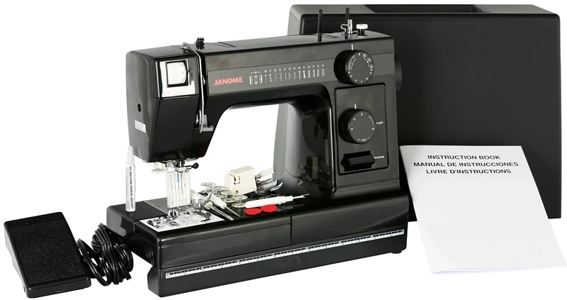 Janome HD1000 Black Edition Sewing Machine with 14 Stitches, Buttonhole, Automatic Needle Threader and Drop Feed