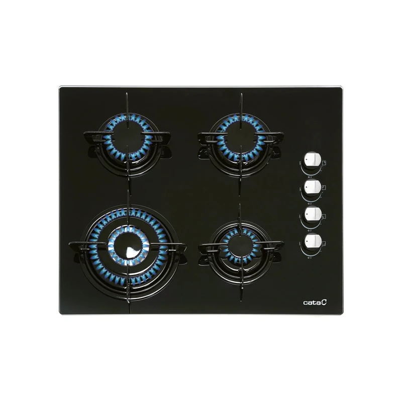 CATA CIB 6031 BK | 4 Burner Gas Hob | 1 triple ring of 3,5 kW | Black Glass 59 cm wide