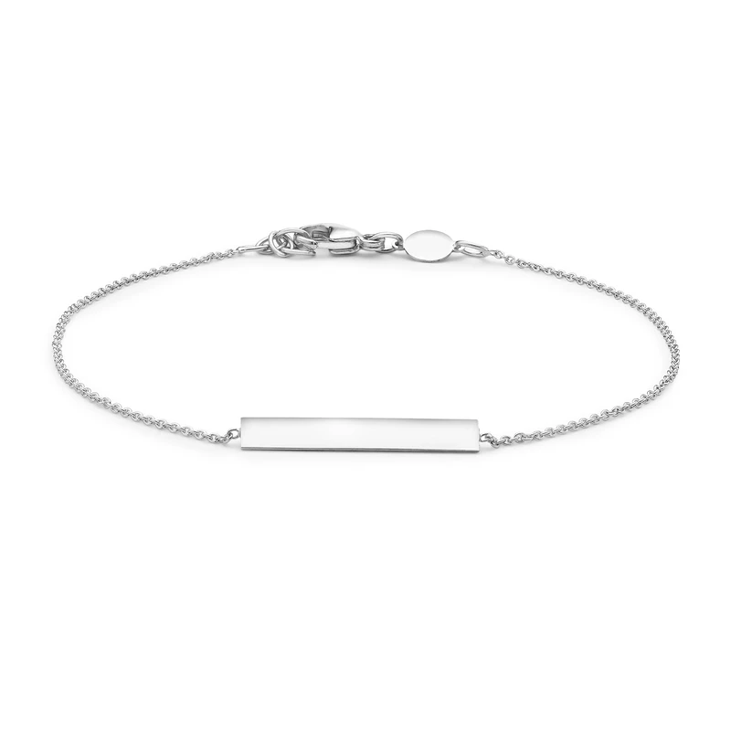 CARISSIMA Women's 9 ct White Gold Horizontal Bar Adjustable Bracelet of Length 18 cm/7 Inch - 19 cm /7.5 Inch