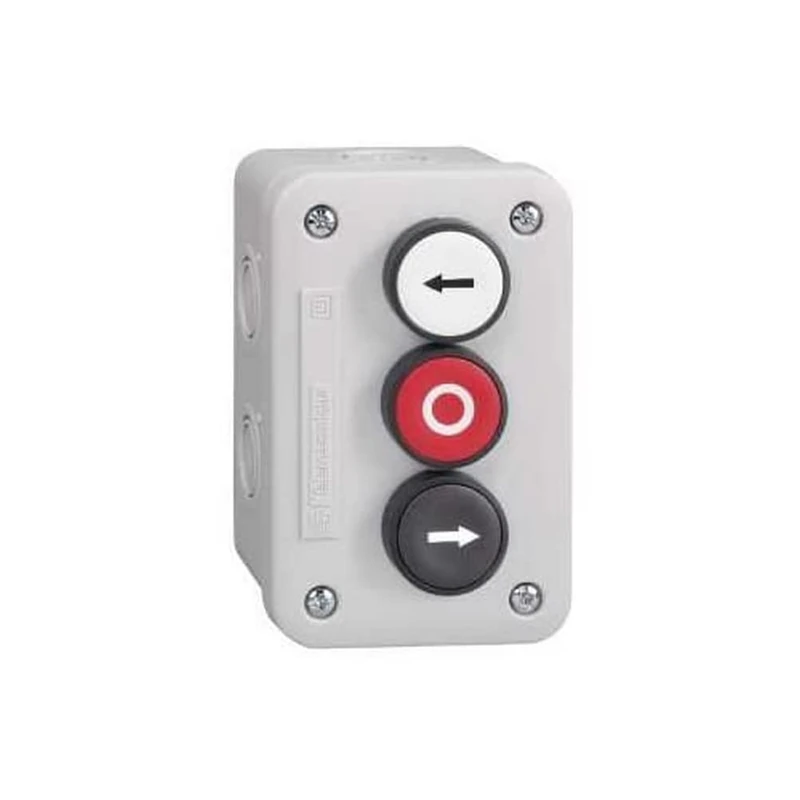 Schneider Electric XALE3255 Control Station, Control Station - White 1C/O + Red Projecting 1C/O + Black 1C/O Pushbutton - Image 1