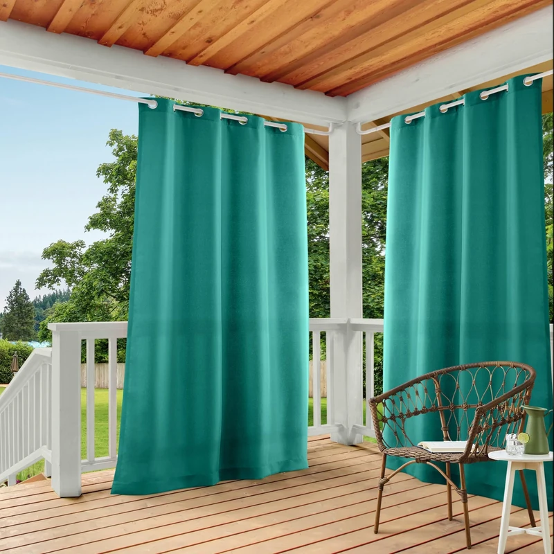 Exclusive Home Curtains EH7999-03 2-84G Indoor/Outdoor Solid Cabana Grommet Top Window Curtain Panel, Polyester, Teal, 54x84