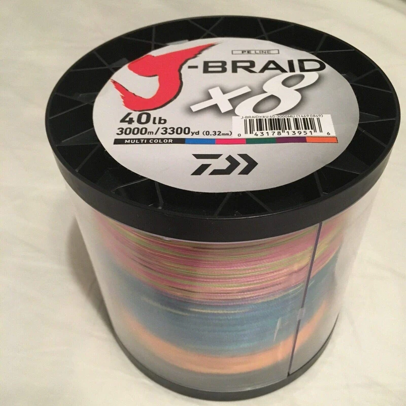 Daiwa J-BRAIDX8, Bulk, Multi-Color, Mono Dia.= 10lb.