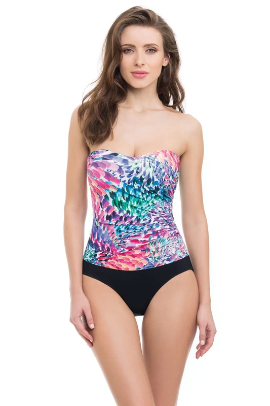 Profile by Gottex Women's Canary Islands One Piece Bandeau Swimsuit - Tummy Control with Visually Slim Torso