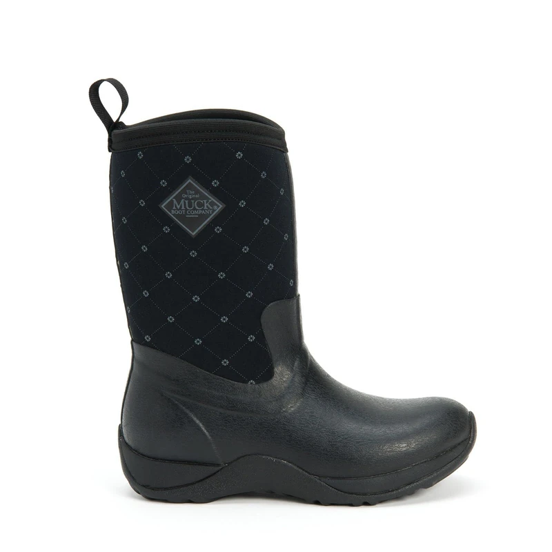 Muck Boots Women's Arctic Weekend Fleece Lined Waterproof Pull on Boot, Black Quilt, 5