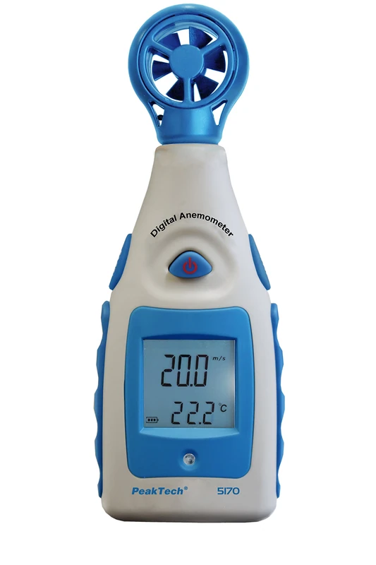 PeakTech Impeller Anemometer Digital Wind Meter for Wind Speed in Knots and Windchill with Additional Temperature Measurement, Pack of 1, P 5170