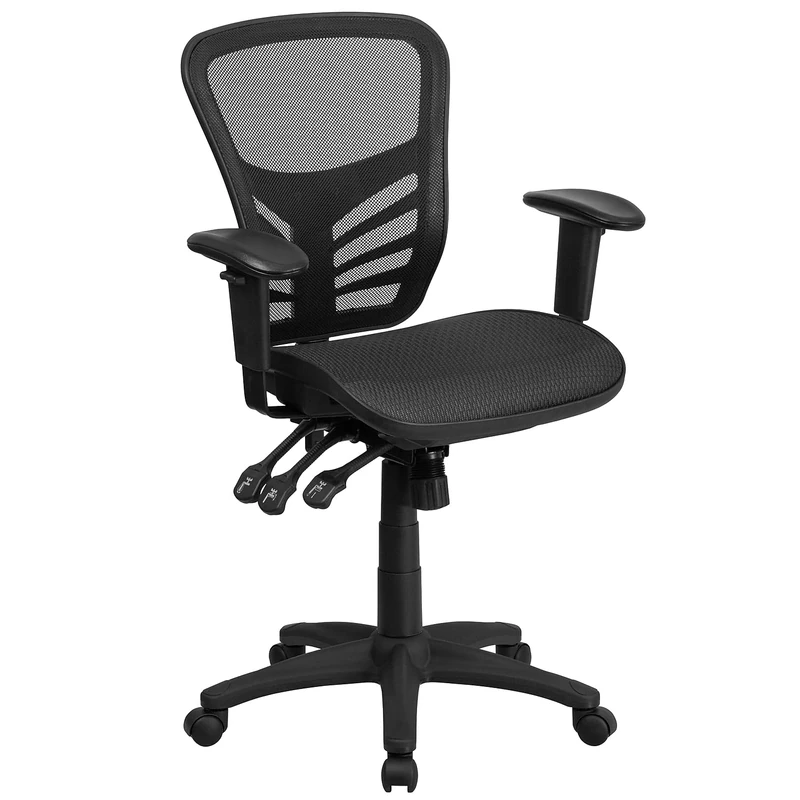 Flash Furniture Mid-Back Transparent Black Mesh Multifunction Executive Swivel Ergonomic Office Chair with Adjustable Arms - Image 1