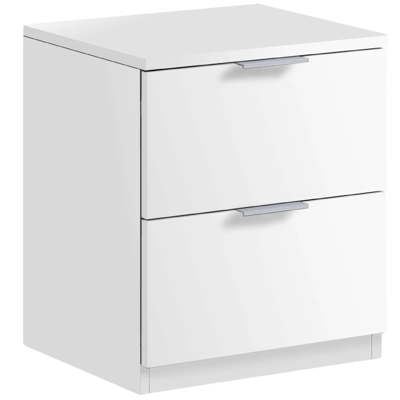 Habitdesign Bedside Table, Office Book, Low Cost Model, Matte White Finish, Measurements: 38 cm (Width) x 45 cm (Height) x 34 cm (Depth) - Image 1