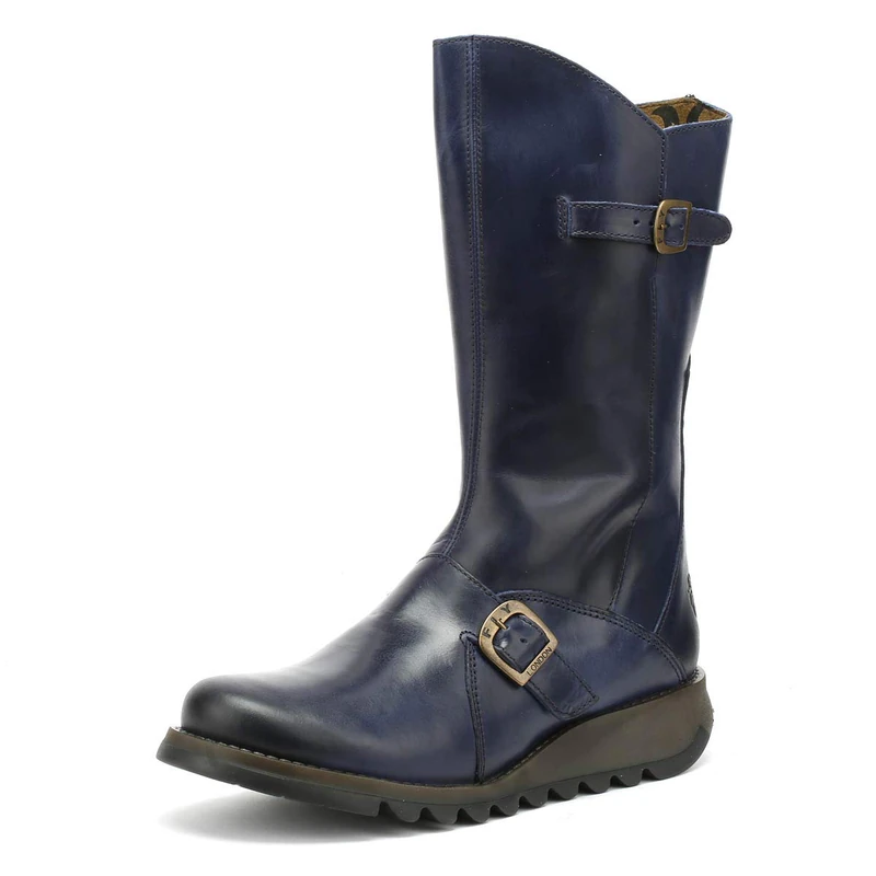 Fly London Women's Mes 2 Buckle Boots, Blue 020, 7 UK