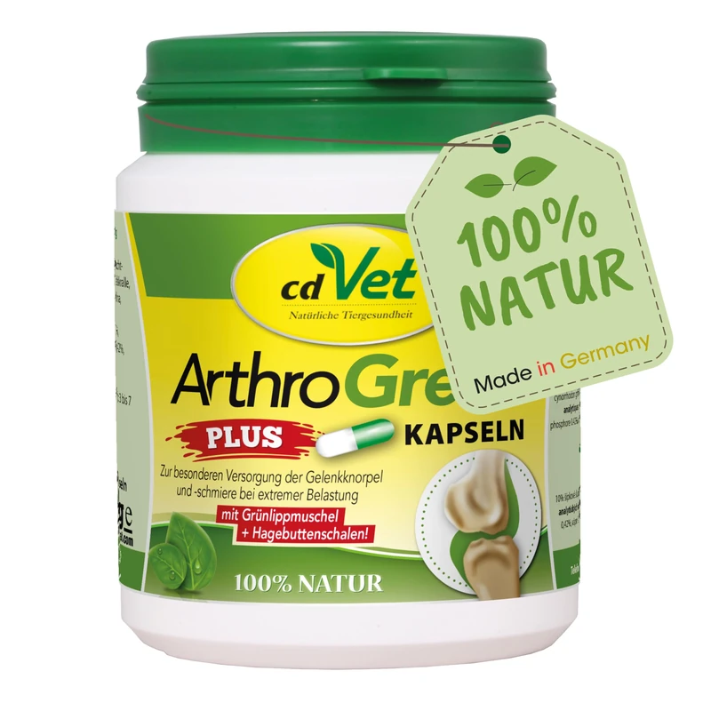 cdVet Natural Products ArthroGreen plus 100 capsules - optimally supports the musculoskeletal system and joints in acute phases - nutrition-related support - for the strength of bones and cartilage -