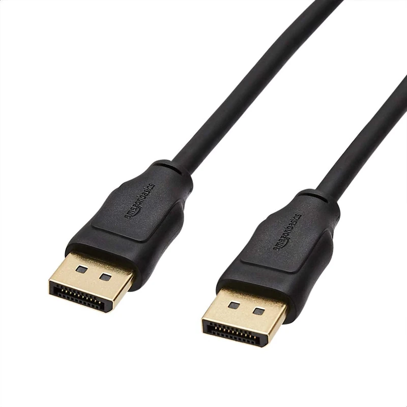 Amazon Basics DisplayPort to DisplayPort 1.2 Cable, 21.6Gbps High-Speed, 4K@60Hz, 2K@165Hz, Gold-Plated Plugs, 0.9 m, Black