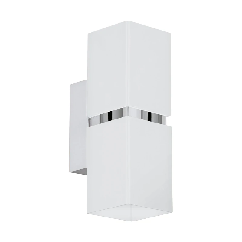 Eglo LED Wall Lamp Passa, 2-Light wall Spotlight, Indoor Metal wall Light in White and Chrome, Living Room lamp, Hallway Light with up and Down Illumination, Rectangular, GU10 Socket