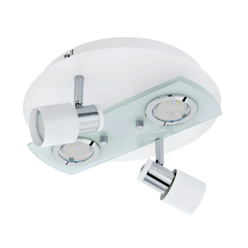 Eglo LED Ceiling Lamp Pawedo 1, Ceiling Light, Steel in White, Chrome, Glass in White, Clear GU10 Socket