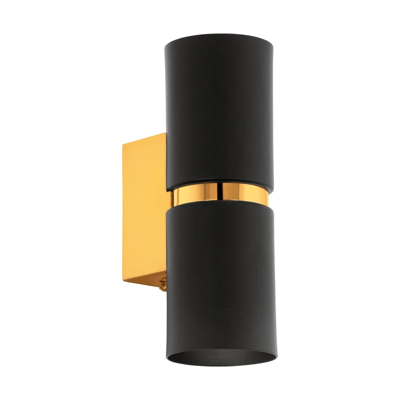 Eglo LED Wall Lamp Passa, 2-Flame Wall Light, Indoor Wall Spotlight in Black and Gold Metal, Living Room Lamp, Hallway Light with Up and Down Illumination, Round, GU10 Socket - Image 1