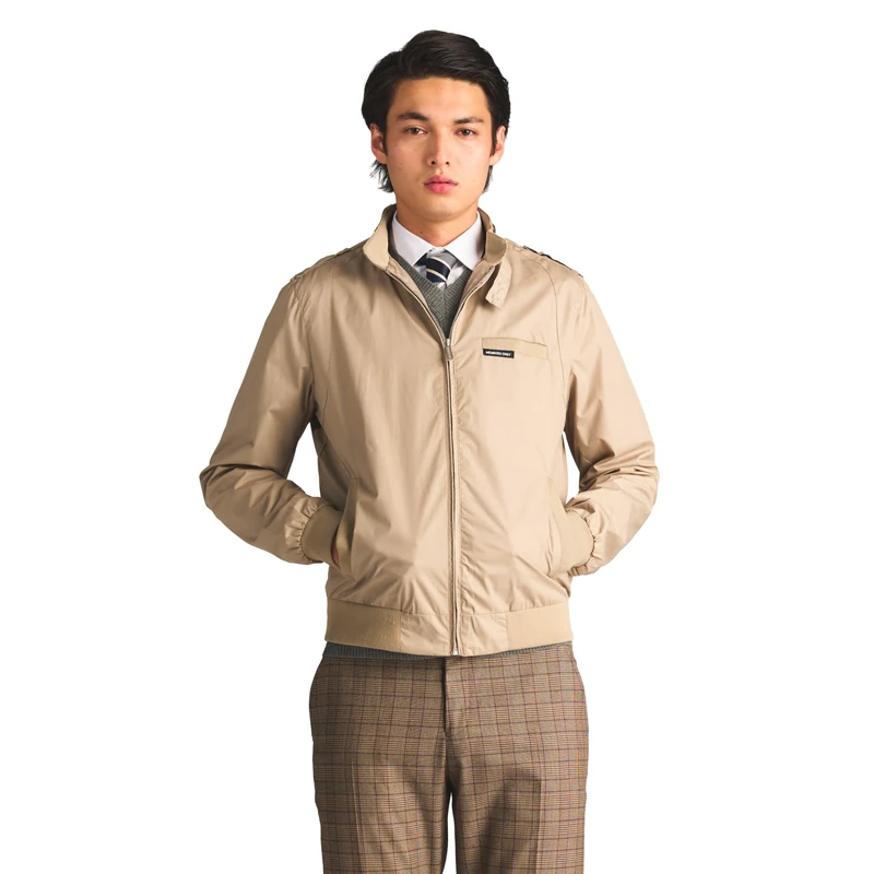 Members Only Men's Original Iconic Racer Jacket Cotton Lightweight, Khaki, L
