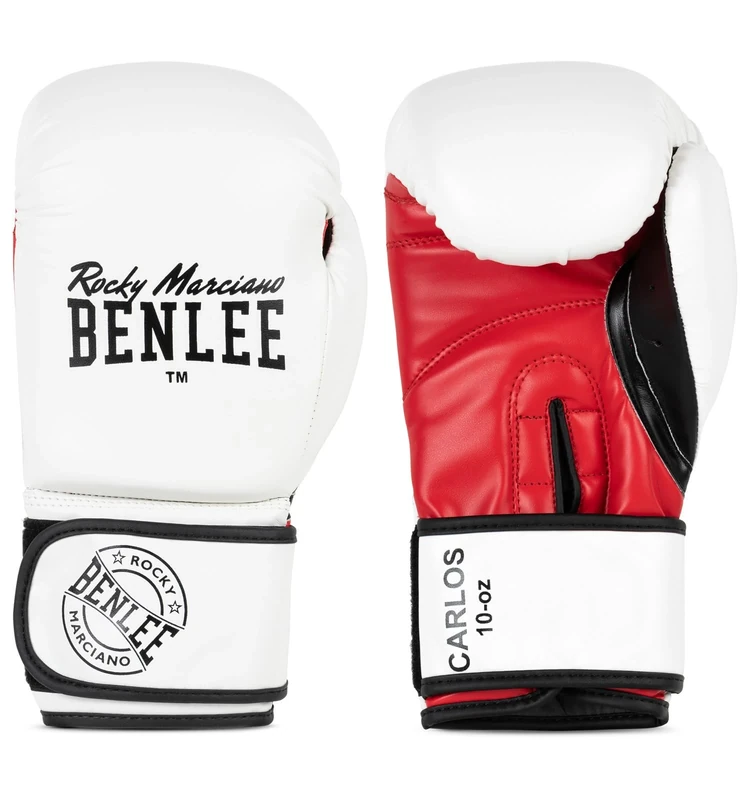 Ben Lee Rocky Marciano Carlos Boxing Gloves, Unisex, CARLOS, White/Black/Red, 12 oz