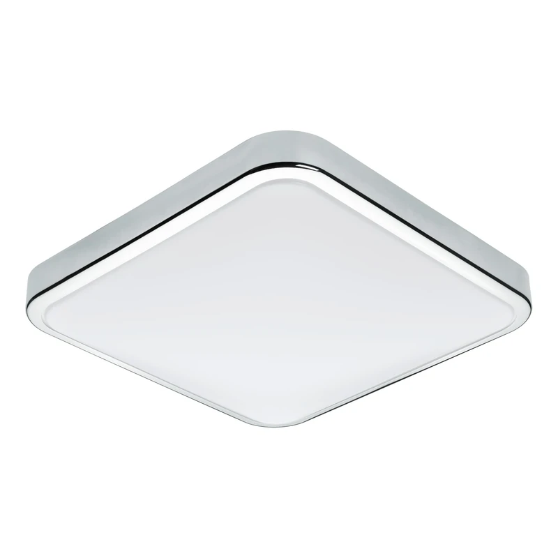 Eglo LED Bathroom Ceiling Light Manilva 1, Single-Flame Ceiling Lamp, Material: Steel and Plastic, Colour: Chrome, White
