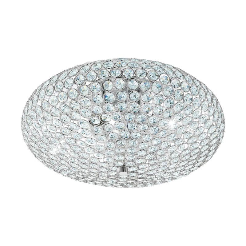 EGLO Clemente Ceiling Light, 3-Bulb Ceiling Light, Elegant, Living Room Lamp Made of Steel and Crystal in Chrome, Clear, Kitchen Lamp, Hallway Lamp Ceiling with E27 Socket
