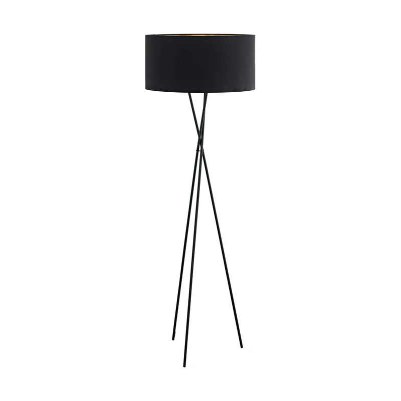 EGLO Floor Lamp Fondachelli, Standing Lamp, made of Steel and Fabric, Living Room Lamp in Black and Copper, with Treadle Switch, with E27 Socket - Image 1