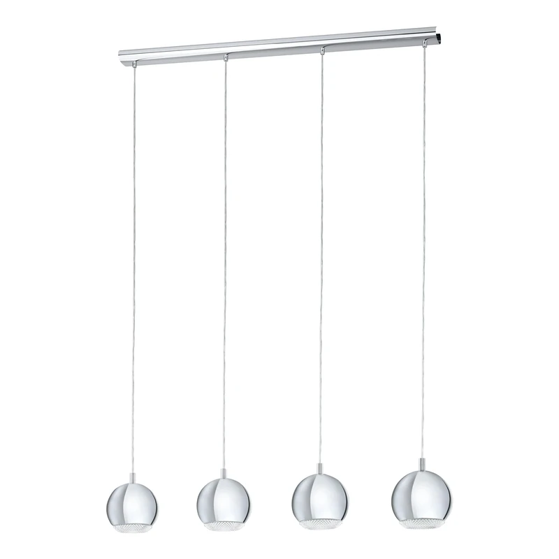 Eglo LED Pendant Light Conessa, 4-Light Hanging lamp, Pendant lamp Made of Metal and Plastic, Dining Table Light in Chrome, Clear, Hanging Living Room lamp with GU10 Socket