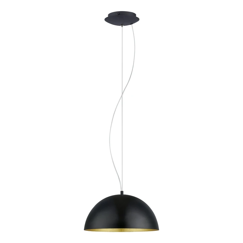 Eglo Gaetano 1 Pendant lamp, 1-Light Pendant lamp, Steel Hanging lamp, Colour: Black, Gold, Socket: E27, Ø: 38 cm